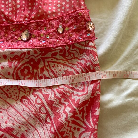 Kaelyn Max Dress Size L Peach & Cream Sequence Summer Peepholes Chest & Sleeves - Picture 15 of 16